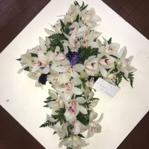 Croce funebre di orchidee