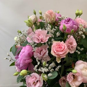 Scatola cilindro prestige, misto fiori rosa